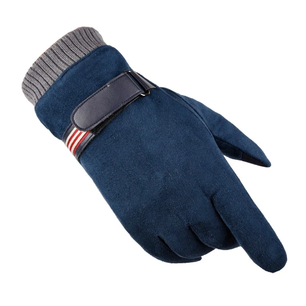 Зимние перчатки с сенсорным экраном, 1 пара, для спорта на открытом воздухе, из искусственной кожи, мужские зимние Термические перчатки, ветрозащитные, для кемпинга, повседневные перчатки