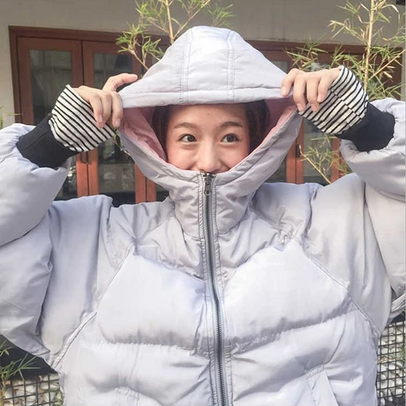 

New Design Both Two Sides Can Be Wore Winter Jacket Hooded Short Coat Cotton Padded Warm Parka Female Thick Coats D280