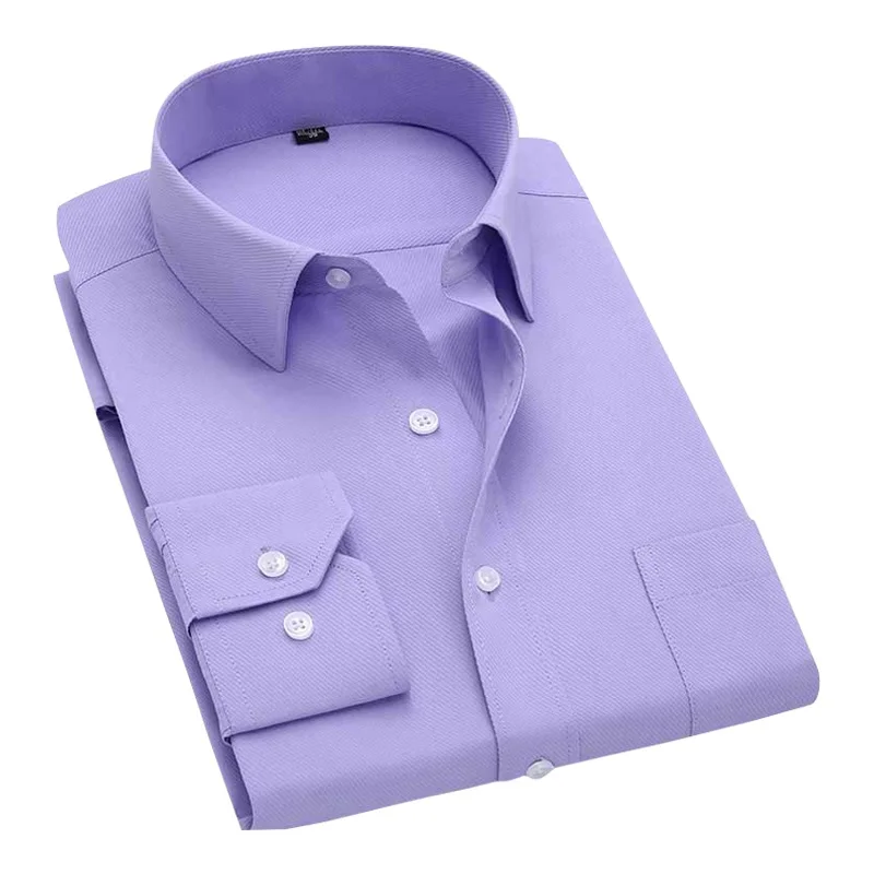 DAVYDAISY Men Shirt Long Sleeve Fashion Classical Solid Striped Twill Business Dress Shirts DS009