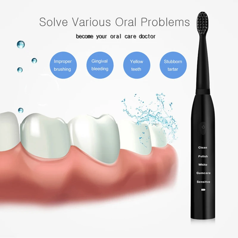 Electric Toothbrush Vibration Adult Children Home Sonic Whitening Charge Five - Speed Waterproof Soft Brush IPX7 Waterproofing Electric Toothbrush Vibration Adult Children Home Sonic Whitening Charge Five - Speed Waterproof Soft Brush IPX7 Waterproofing