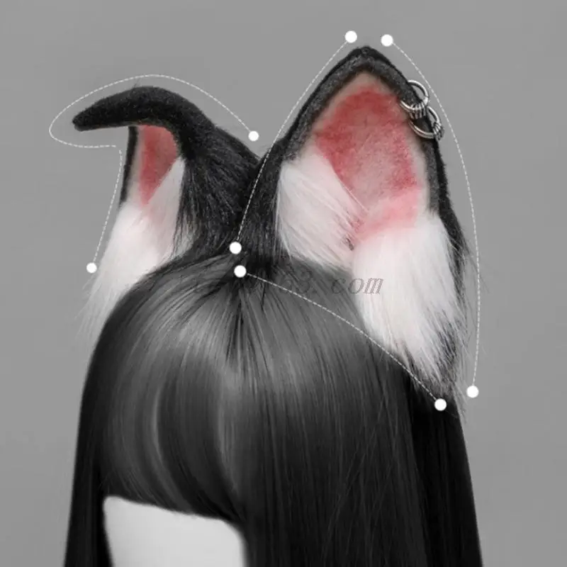 Girls Plush Animal Dog Ears Hair Hoop Lolita Lovely Handmade Party Headdress Anime Cosplay Party Kawaii Accessories anime hair accessories