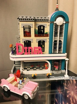 

15037 Street Building Series The 10260 MOC Downtown Diner Assembly Building Block Bricks Children Christmas Gifts Kids Toys
