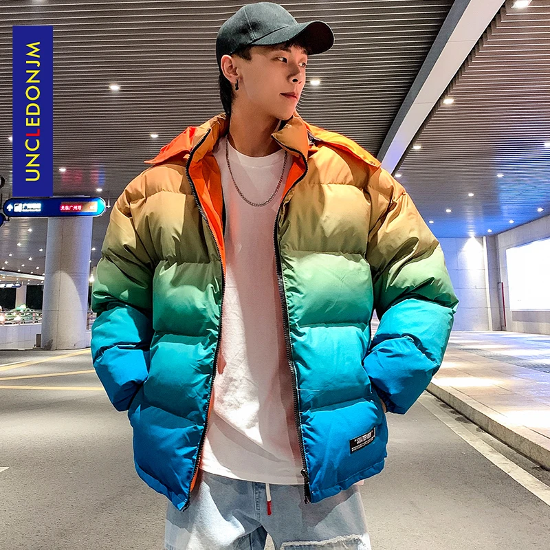 

UNCLEDONJM Removable hat Winter coat 20AW men's street wear hip hop Hat Detachable gradient parkas winter jacket men SK-6089