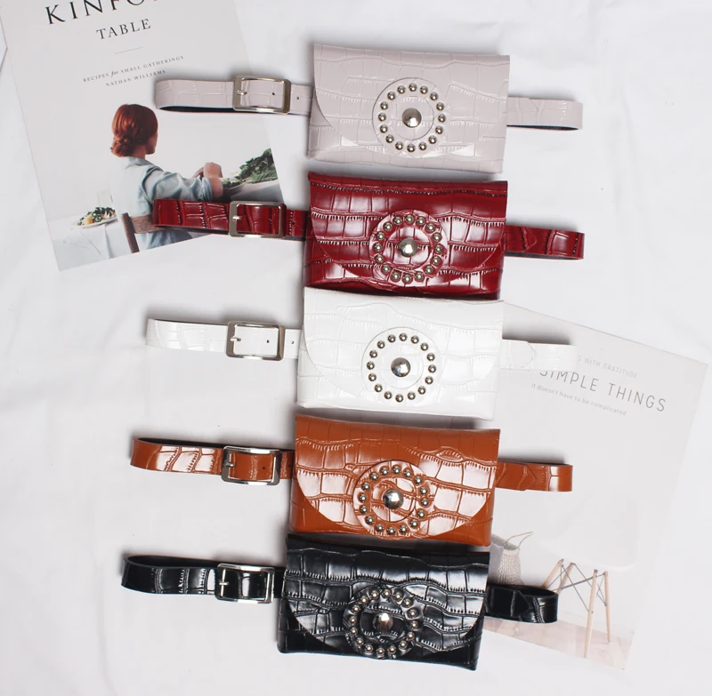 Chic Street Style Alligator Pattern Leather Women Fanny Pack Wallet Belt Waist Pouch Female PU White Waist Belt Envelop Handbags