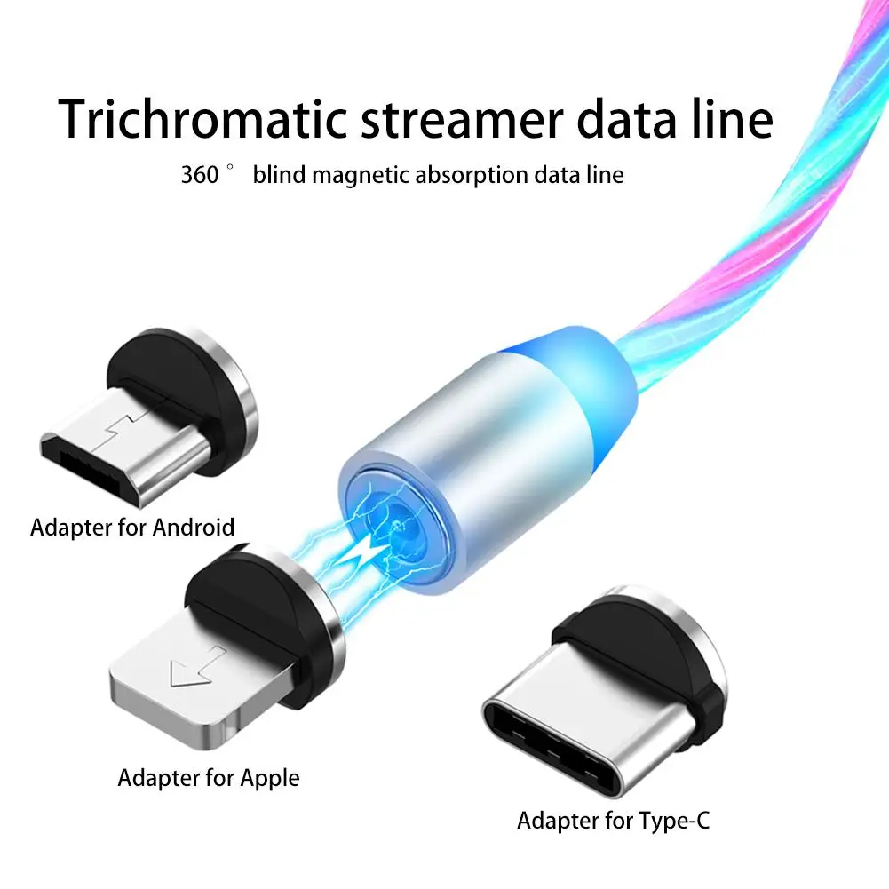 

Fast Magnetic Cable For iPhone charger Cable LED Flowing Micro USB Type C Cable For iphone cable Android cable  