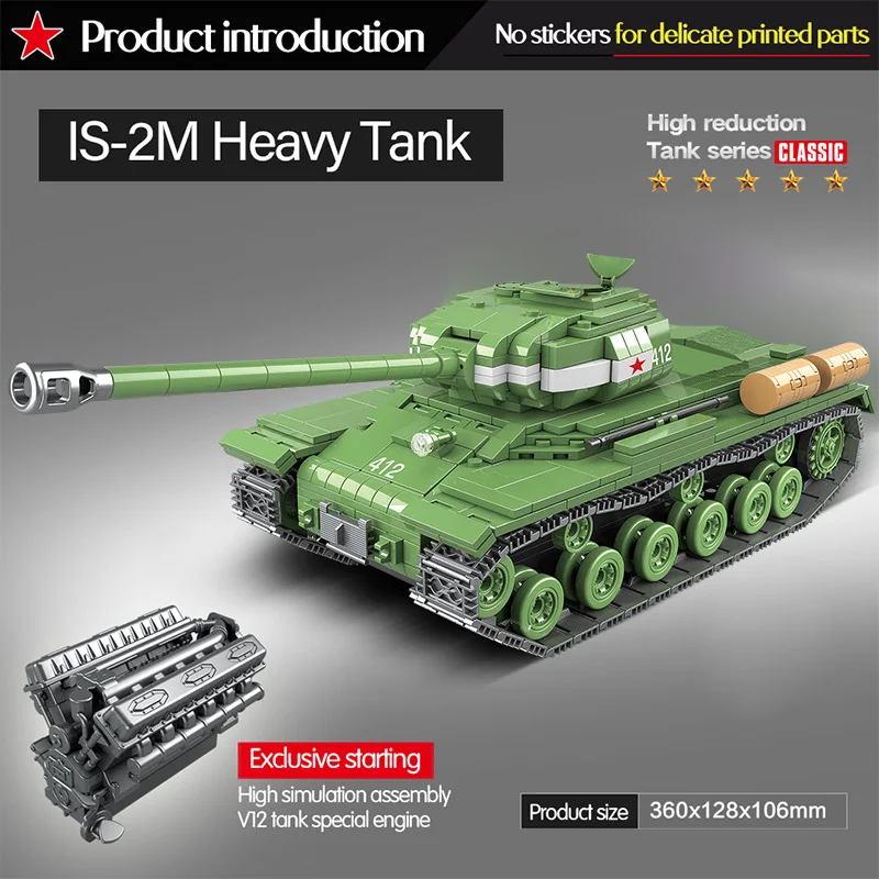 Online 1068PCS Military Sowjetischen Russland IS 2M Heavy Tank Bausteine Kompatibel Legoed WW2 Soldat Polizei Waffe Ziegel Spielzeug für jungen