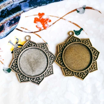 

5pcs/lot 25mm Necklace Pendant Setting Antique Bronze Silver Color Cabochon Blank Base Supplies for Jewelry Finding T150
