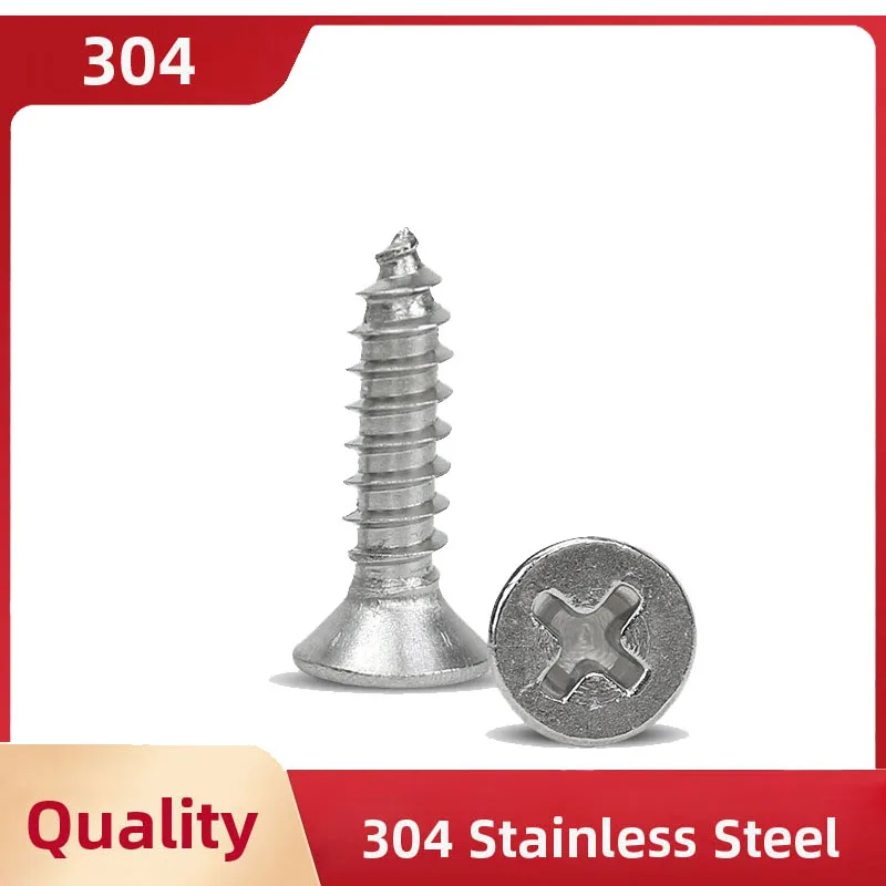 

304 Self Tapping Screws Stainless Steel Cross Flat Countersunk Head Screw Wood Metal Working Nails Wall Nail M4.2 M4.8 M5.5