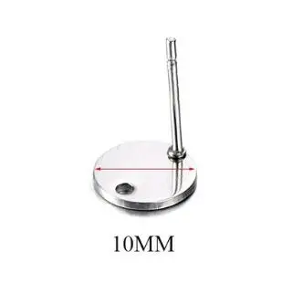 10mm 50 шт./лот 8/10/12 мм Нержавеющая сталь застежки для сережек Подвески стальной настройки выводов "сделай сам" для изготовления ювелирных украшений лотов оптом - Цвет: 10mm
