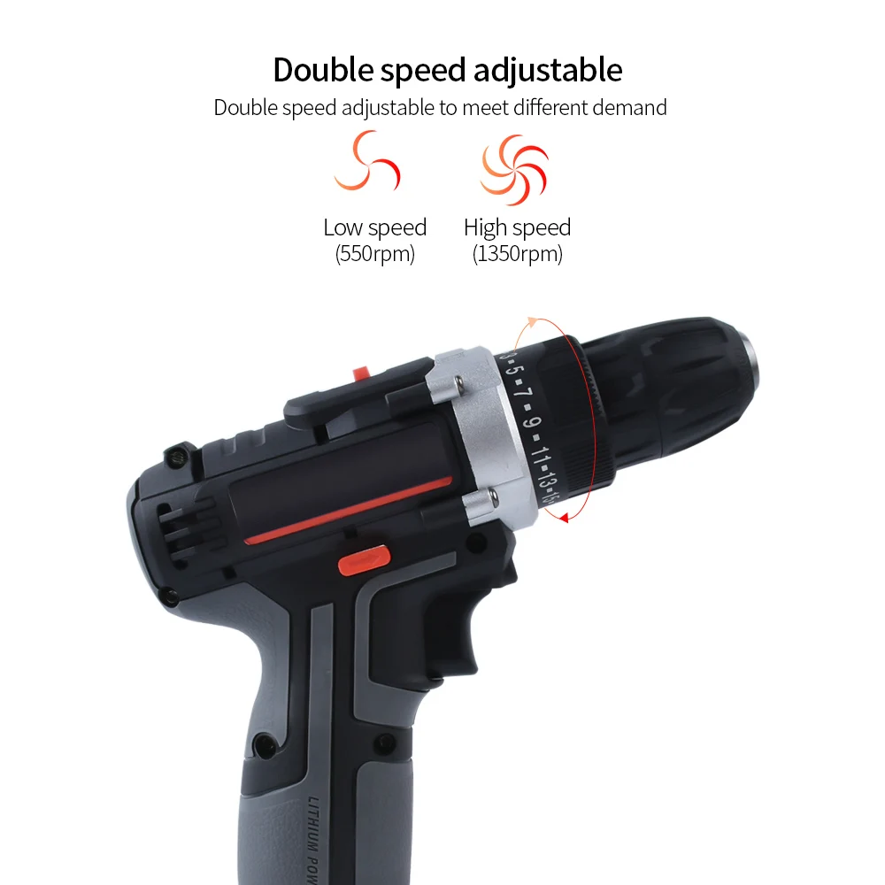 12V Double Speed Cordless electric screwdriver Rechargeable Drill Lithium Battery Powered Electric Hand Drill power tools