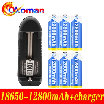 

100% New Original 3.7v 12800mah 18650 Lithium Rechargeable Battery For battery pack power tool Flashlight batteries+charger