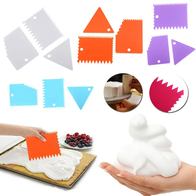Smoother Cutter Cutter Cooking Tools DIY Cake Tools Scraper 3pcs Tool Side Side Side Butter Beauty Cream Baking Icing Gifts