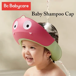 BC Babycare Baby Shower Cap Adjustable Cute Dinosaur Soft Bathing Hair Wash Hat for Children Ear Protection Safe Kids Shampoo