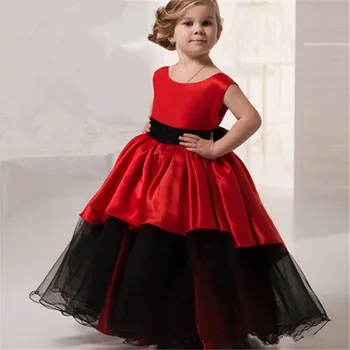 

New Puffy Lovely Girls Birthday Party Gowns with Belt Ribbon Satin Tulle Flower Girl Dress For Special Occasion Sleeveless Longo