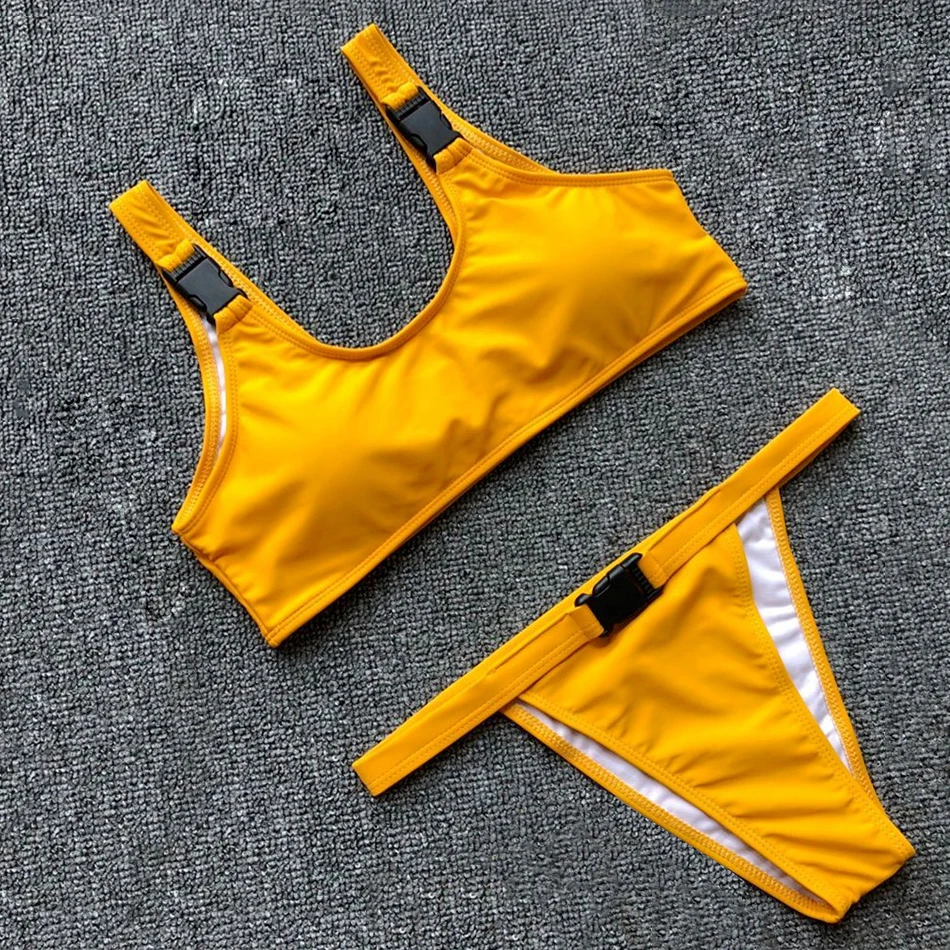 

Low Waist Swimsuit Women Push Up Bikini Sexy Padded Swimwear Solid Bikini Set Halter Bathing Suit Female Summer Swimming Suit