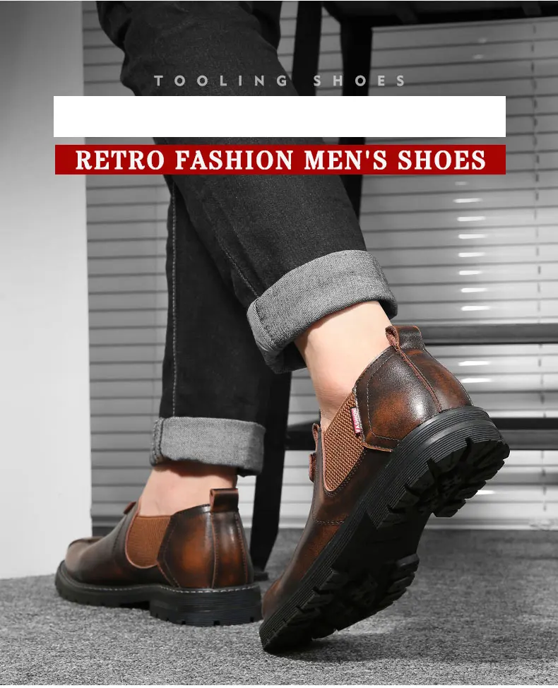 BIMUDUIYU; мужские оксфорды в стиле ретро; мужские деловые слипоны из натуральной кожи; лоферы; Повседневная Рабочая обувь; модная обувь в британском стиле «Челси»