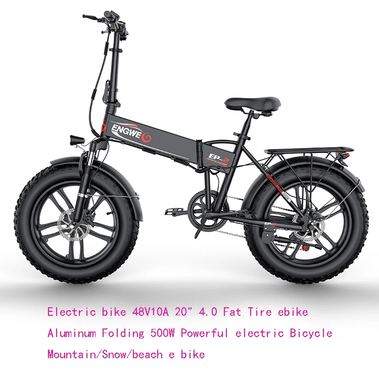 Best Electric bike 20*4.0inch Fat Tire Aluminum Foldable electric Bicycle 48V10A 500W Powerful bike 6speed Mountain/Snow/Beach ebike 2