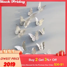 Наклейка Настенная Наклейка s muraux 12 шт 3D полый стикер на стену s Бабочка на холодильник для украшения дома новинка