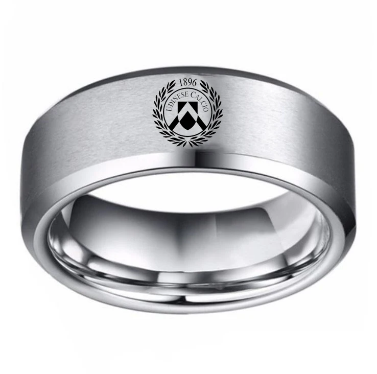 

Udinese Club F.C Football Club Logo Fans Ring 8mm Custom DIY Laser Name Logo Stainless Steel Ring for Mens Gifts