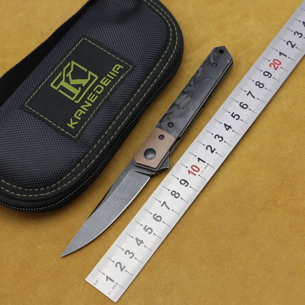 Новый нож Kanedeiia Kwaiken Flipper N690 лезвие из титановой меди/мрамора ручка CF для кемпинга