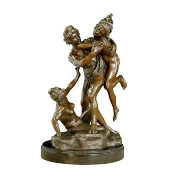 

Nude Man Rape Two Women Bronze Statue Sculpture Western Antique Naked Figurine Art Collectible Decoration
