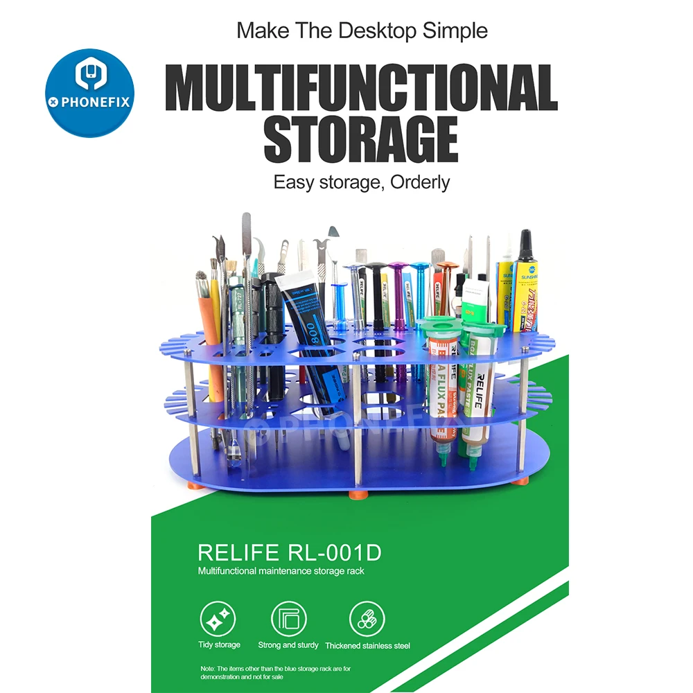 

RELIFE RL-001D Multifunction Non-slip Rounded Edges Neat Strong Durable Storage Box Mobile Phone Repair Tweezer Screwdriver Rack