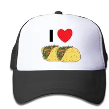 Сетчатые бейсболки Snapback Hat I Love Eat Tacos Boys-Girl, черный, один размер