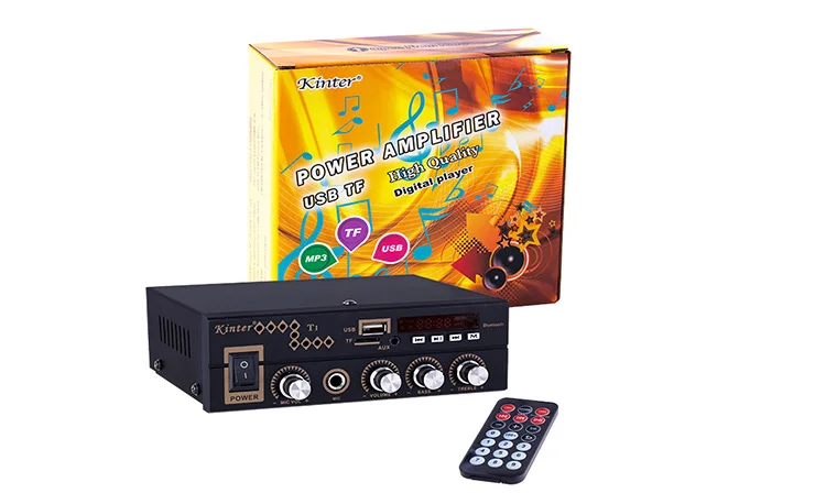 Kinter T1 для bluetooth 2.0CH домашний усилитель аудио с микрофоном/USB/TF/FM/AUX воспроизведение стерео звук управление громкостью низких частот