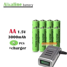 8 шт. AA3000mah Щелочная аккумуляторная батарея+ интеллектуальное 4 cheenl AA/AAA зарядное устройство может заряжать щелочные Ni-MH никель-кадмиевые батареи