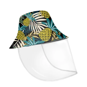 

Summer Hawaii Style Yellow Fisherman Hat Tropical Pineapple Print Women/Men Recycling Protection Cap Cover Custom Bucket Hats