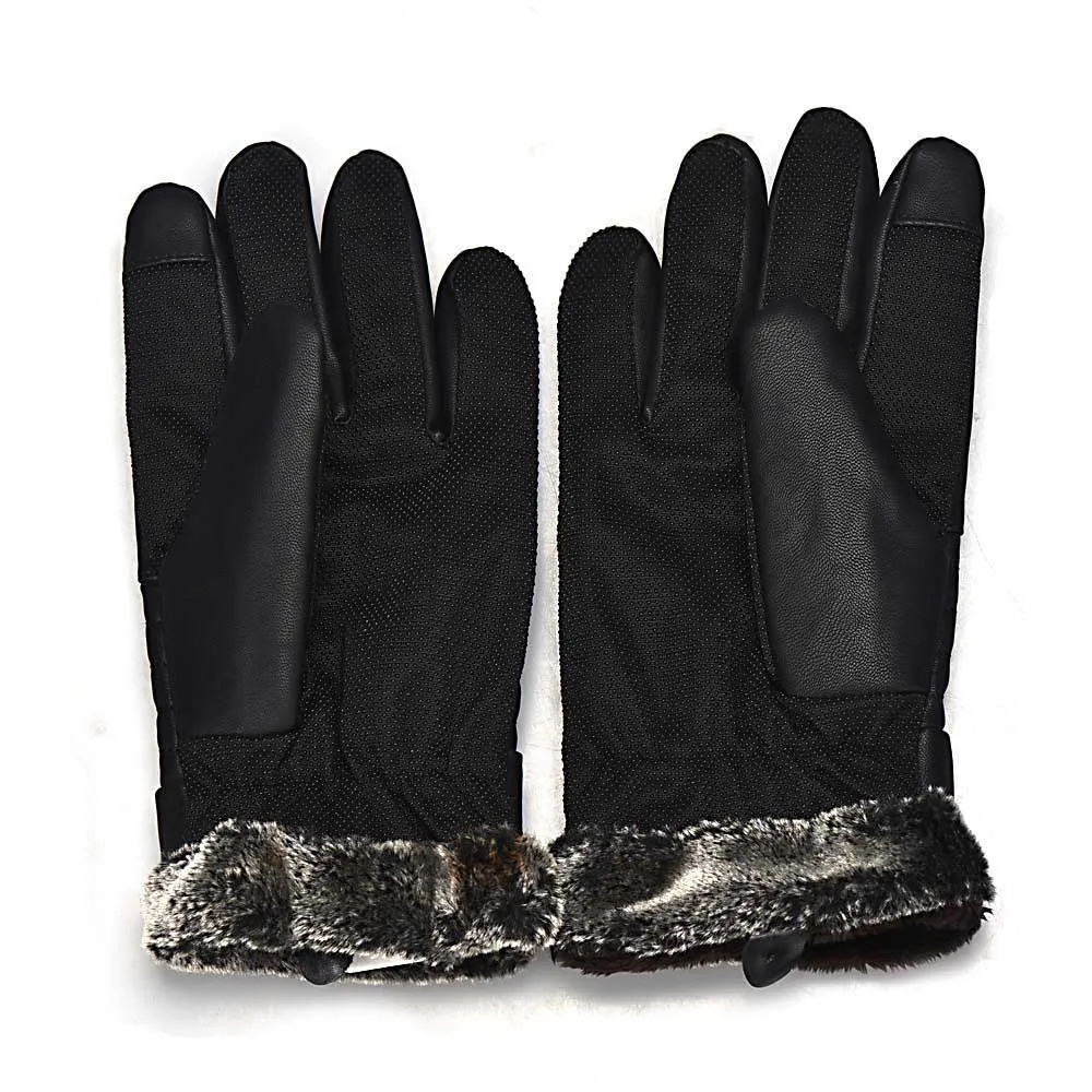1 пара перчатки для гольфа, искусственная кожа с сенсорным экраном, Нескользящие зимние теплые перчатки для вождения, велоспорта, рыбалки, охоты, спорта на открытом воздухе, мужские черные