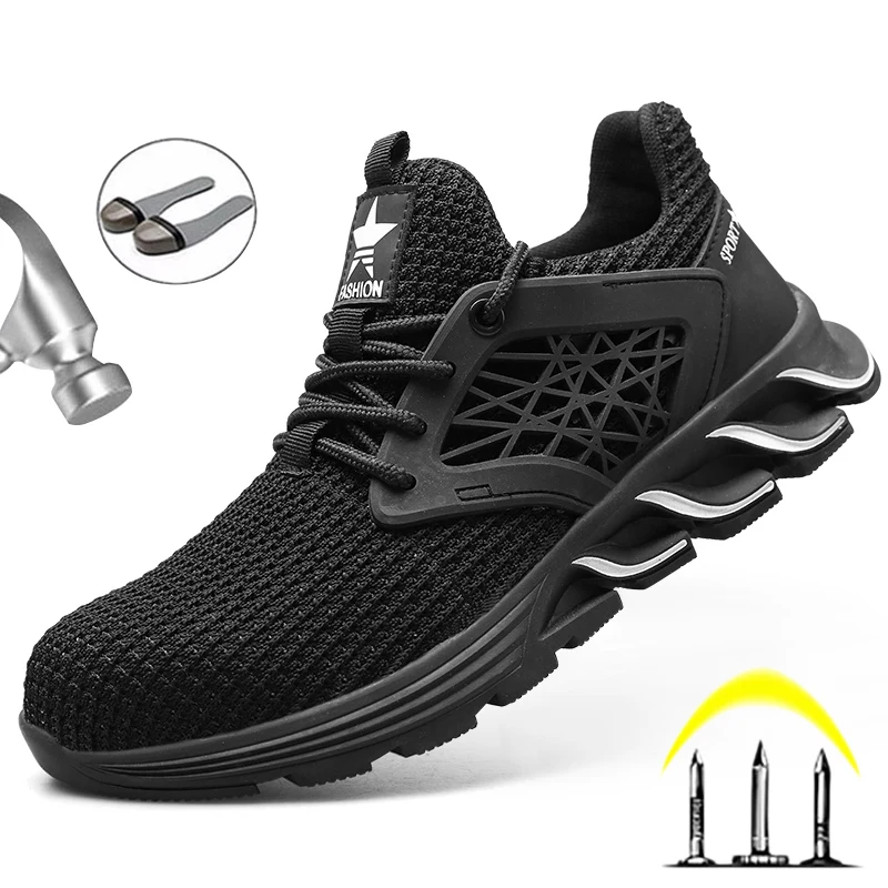 Los hombres botas de zapatos de seguridad ZAPATOS DE TRABAJO transpirables bota de seguridad de acero del dedo del pie zapatos de trabajo zapatos Indestructible zapatos Anti-perforación Ryder 36-48