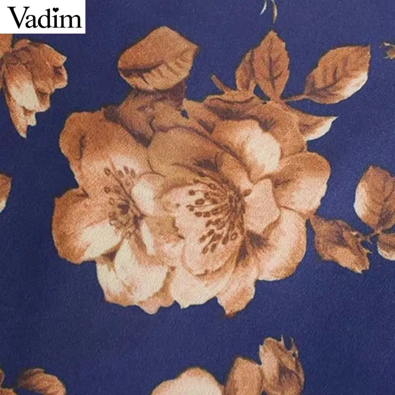 Vadim для женщин Винтаж цветочный принт блузки для малышек V образным вырезом три четверти рукав рубашки Стильные женские повседневные топы LB581