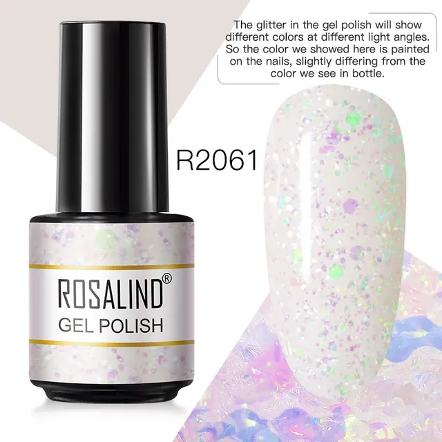 ROSALIND Gel Nail Polish Glitter Gel For Manicure Art Semi Permanent Hybrid Varnish Need UV LED Base Top Coat Nail Polish RAR2061