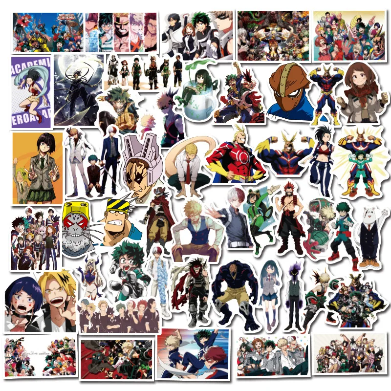 

50pcs My Hero Acade Cartoon Mobile Phone Water Cup Computer Trunk Guitar Skateboard Waterproof Graffiti Stickers
