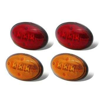 

Dustproof Fender Shockproof Marker 12V DC Amber&Red 4pcs Front&Rear Side