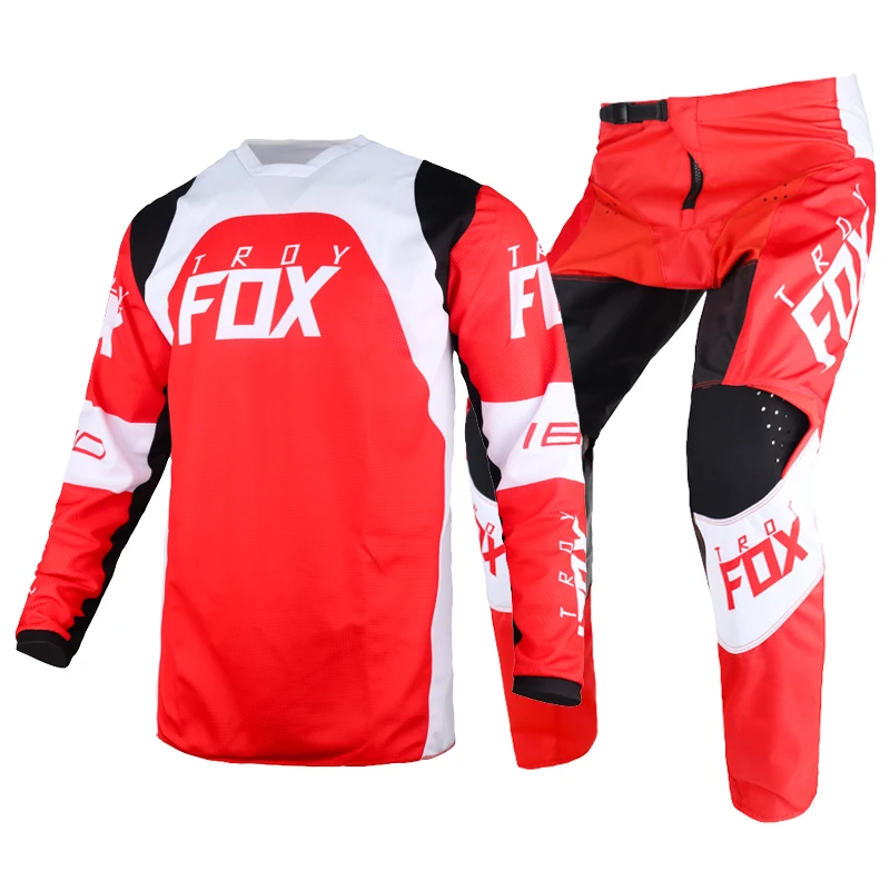 

MTB Bike Gear Set 2022 Motocross Racing 180 Trice Lux Jersey Pants Moto Kits MX BMX Motor Red White Suit Men
