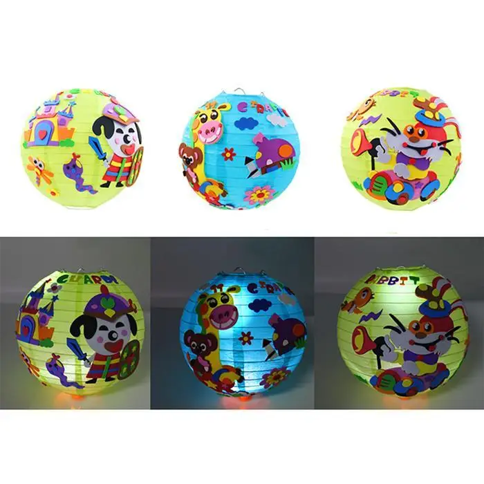 Lantern Festival Cartoon DIY Portable Illuminated Lantern multicolor Child Festival, Party Handmade