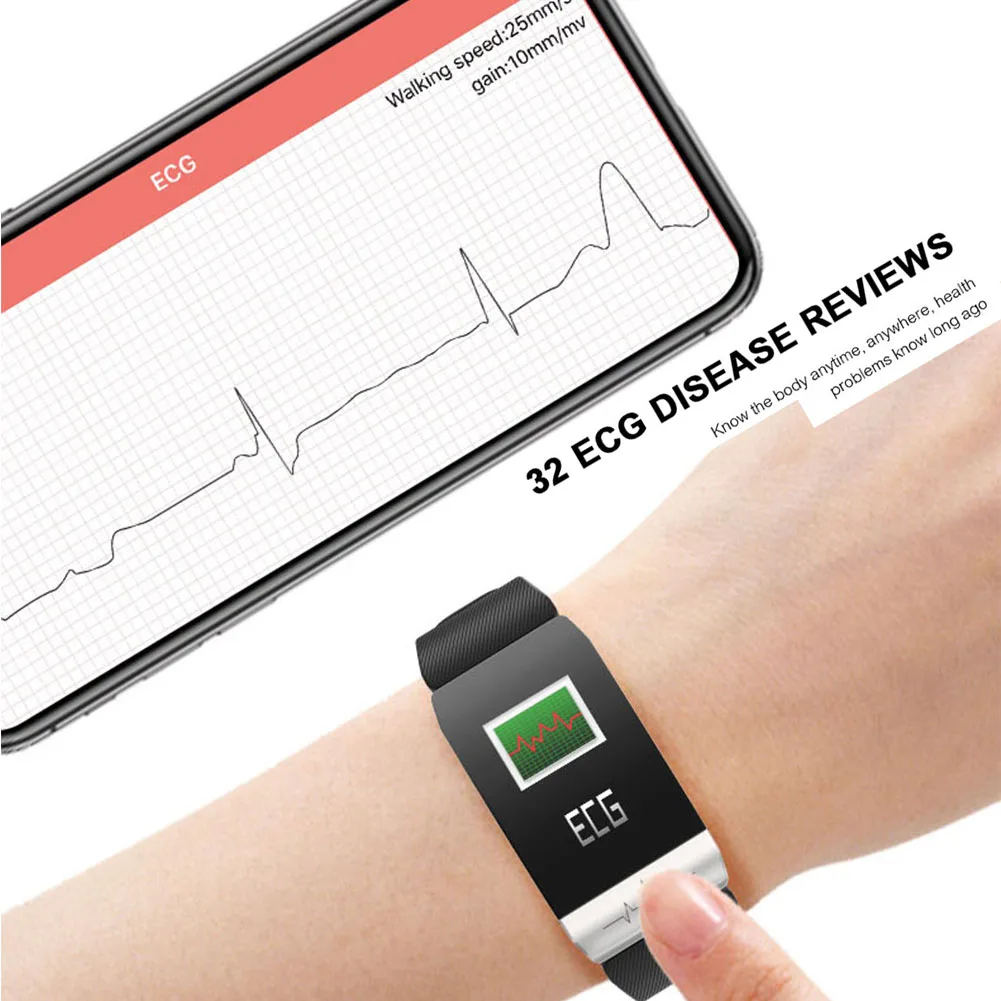 Q1S фитнес-трекер ECG+ PPG водонепроницаемый монитор сердечного ритма Смарт-браслет для IOS Android