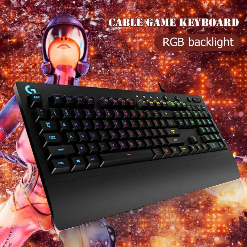 Прочная Проводная клавиатура logitech G213, клавиши управления медиа, игровая Механическая RGB подсветка, регулируемая Проводная клавиатура 108 клавиш
