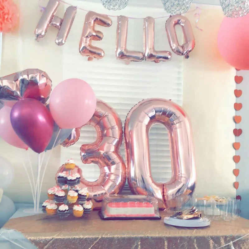 Rose Gold Hello 30 Balloons Baby Shower 10/13/15/21/25th 30th Birthday Party Decor 21 30 Number Inflatable Air Globos Rose Gold Hello 30 Balloons Baby Shower 10/13/15/21/25th 30th Birthday Party Decor 21 30 Number Inflatable Air Globos