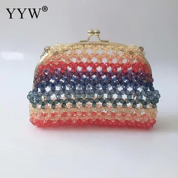 

New Fashion Mini Retro Ladies Handbag Evening Clutch Bag Clear Handmade Woven Crossbags Bride Clutch Bag Purses and Handbags