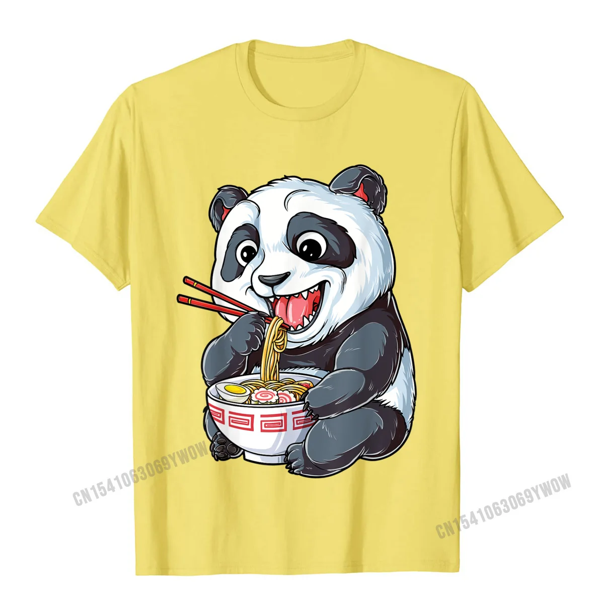 2021 Newest Mens Tops Shirt Casual Slim Fit Top T-shirts 100% Cotton Short Sleeve Hip hop Tee Shirts O-Neck Free Shipping Panda Eating Ramen Kawaii Giant Japanese Noodle Gifts Girls T-Shirt__860 yellow
