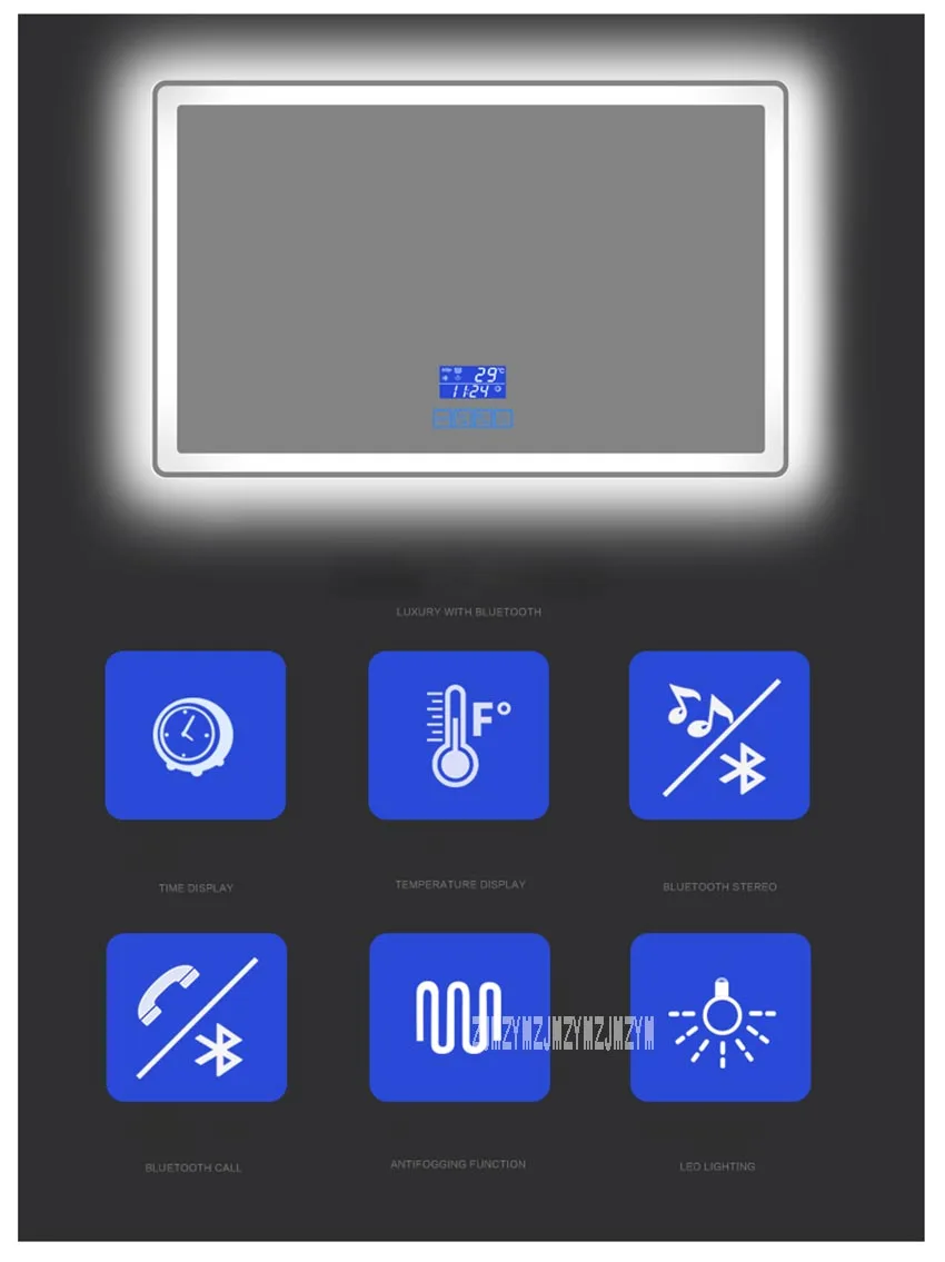CTL305 настенное закругленное Угловое зеркало для ванной комнаты Smart HD светодиодный сенсорный переключатель Анти-туман Bluetooth зеркало для ванной 110 В/220 В