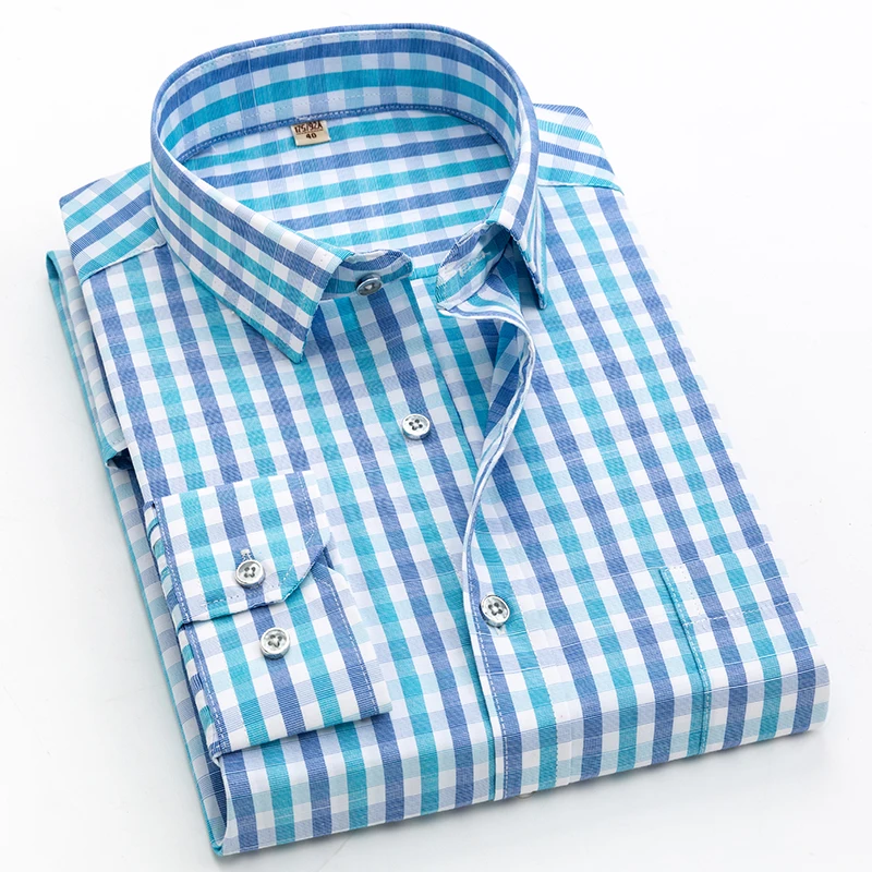 Новинка, мужская повседневная рубашка в клетку, высокое качество, хлопок, с длинным рукавом, мужские рубашки в квадратную клетку, Повседневная рубашка в деловом стиле - Цвет: green grid
