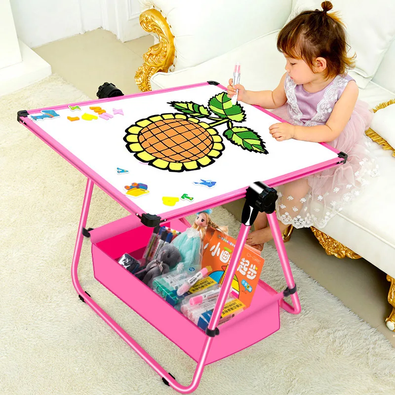

Sketchpad Children 2-12-Year-Old CHILDREN'S Double-Sided Small Blackboard Household Magnetic Color Bracket Board Baby Doing Home