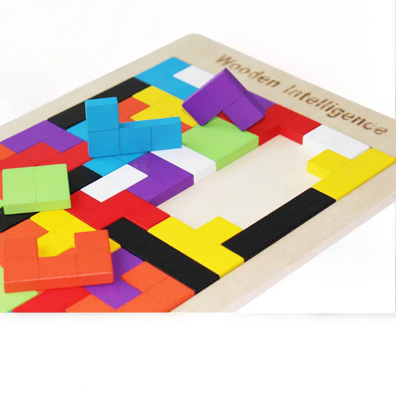 3D Деревянные Пазлы настольные Игрушки Tangram головоломка Пазлы для детей тетрис игра Развивающие игрушки для детей Подарки