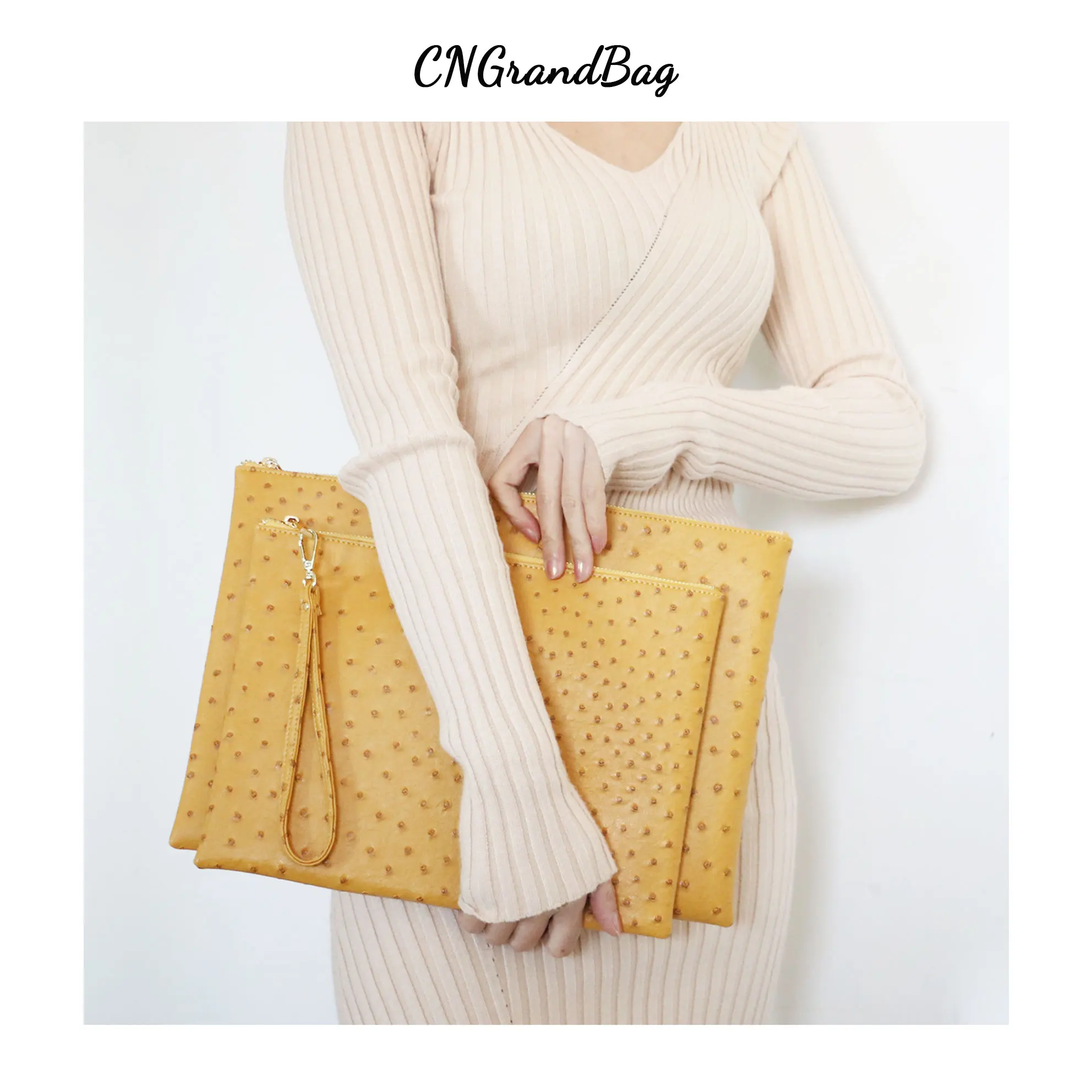 Skup Dostosowane litery strusia kopertówka ze skóry pu torebka mężczyźni kobiety Laptop torba na macbooka torba typu worek z opaską