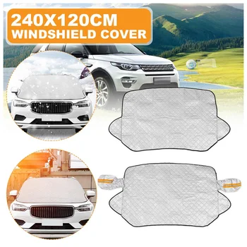 

240 x 120cm 4 Layer Car Windscreen Cover Car Windshield Sunshade Cover Rain Ice Snow Protector Anti Sun UV Protector Mirror