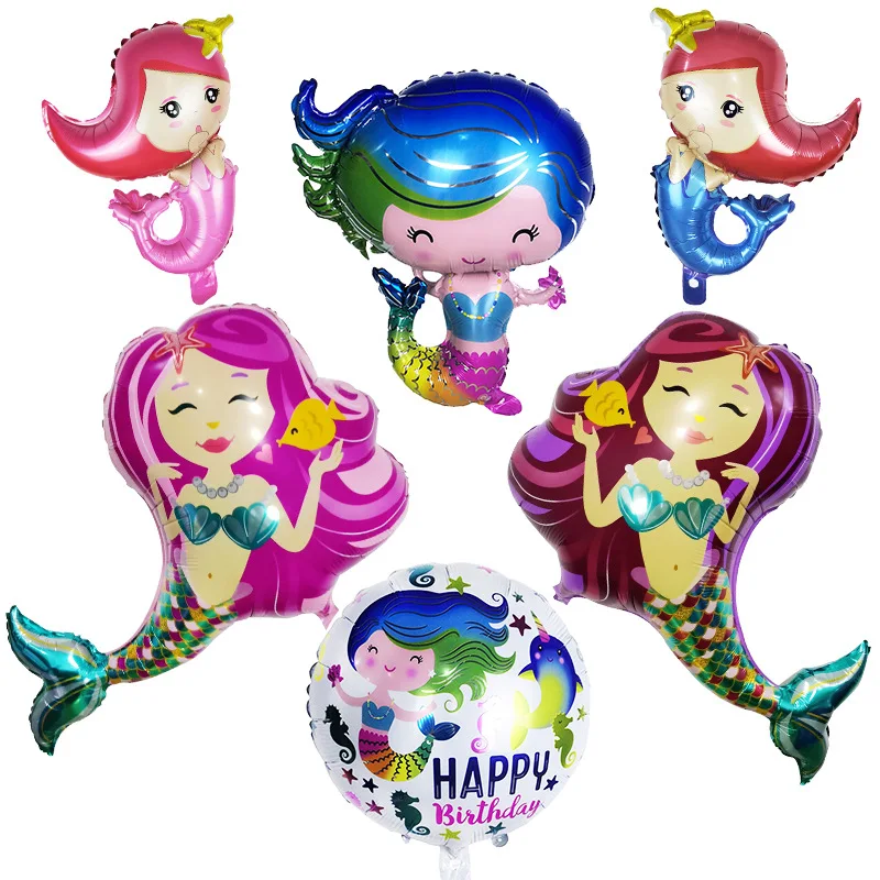

18-Inch Circle Large Size Modeling Mermaid Aluminum Film Balloon Showcase Decorative Balloon Party Mermaid Aluminum Film Balloon